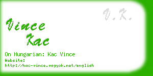 vince kac business card